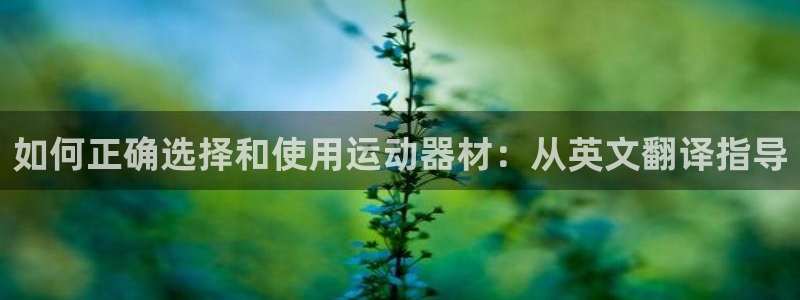 征途国际开户：如何正确选择和使用运动器材：从英文翻译指导